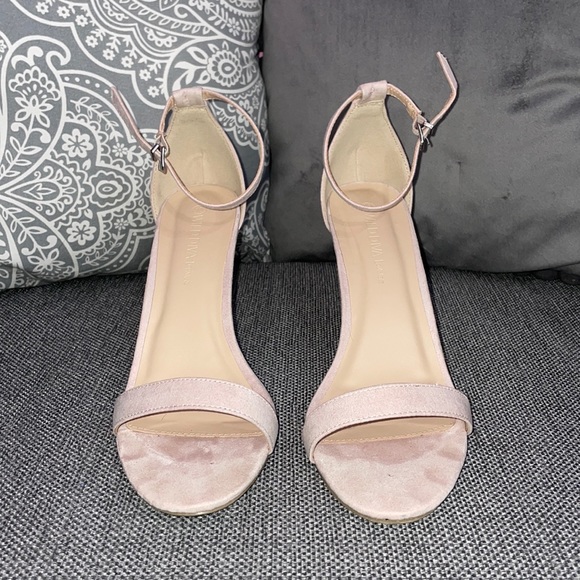 Forever21 Nude Suede Open Toed Heels - Picture 2 of 6